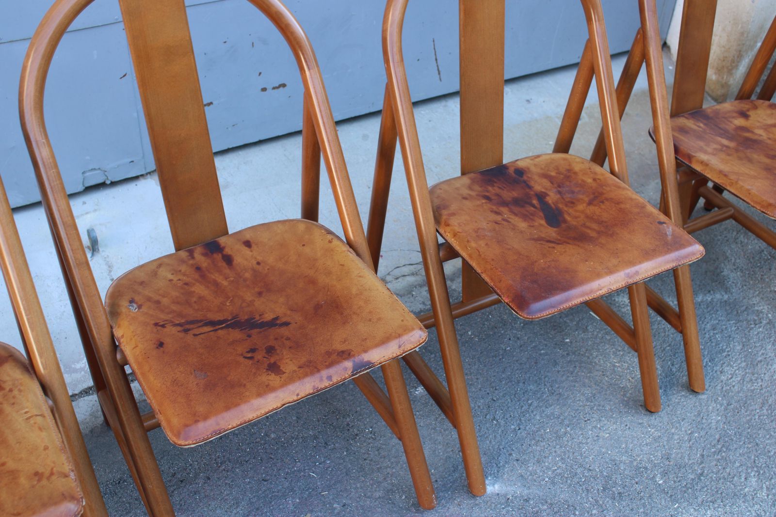 Walnut Chairs With Calfskin Seat, Modernist Style, 1970s Italy photo 3743.0
