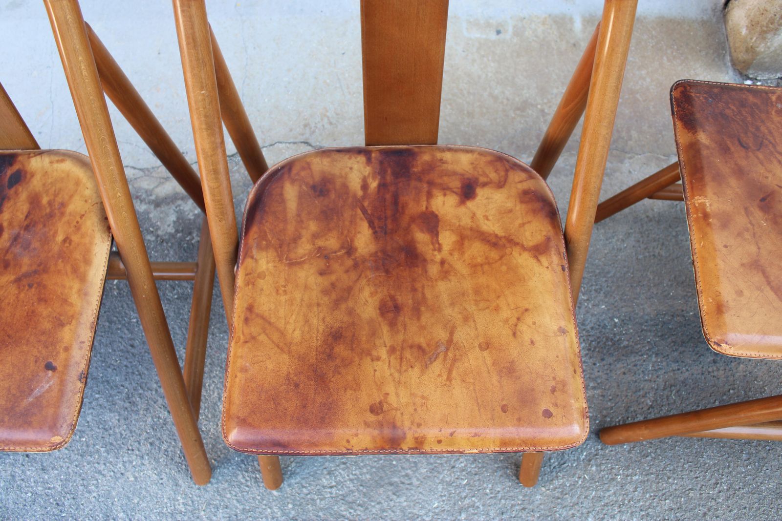 photo buy Walnut Chairs With Calfskin Seat, Modernist Style, 1970s Italy