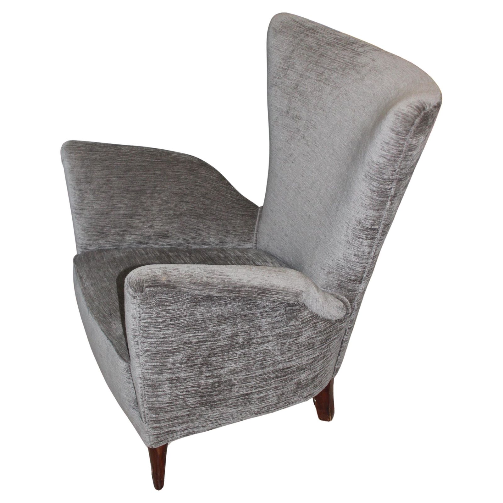 Italian Design Armchair 1950s Geometric Shapes Wooden Feet Gio Ponti Style