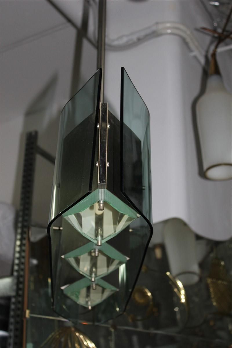 Stilnovo Modernist Chandelier In Steel And Glass Lenses, Italy, 1950s photo buy