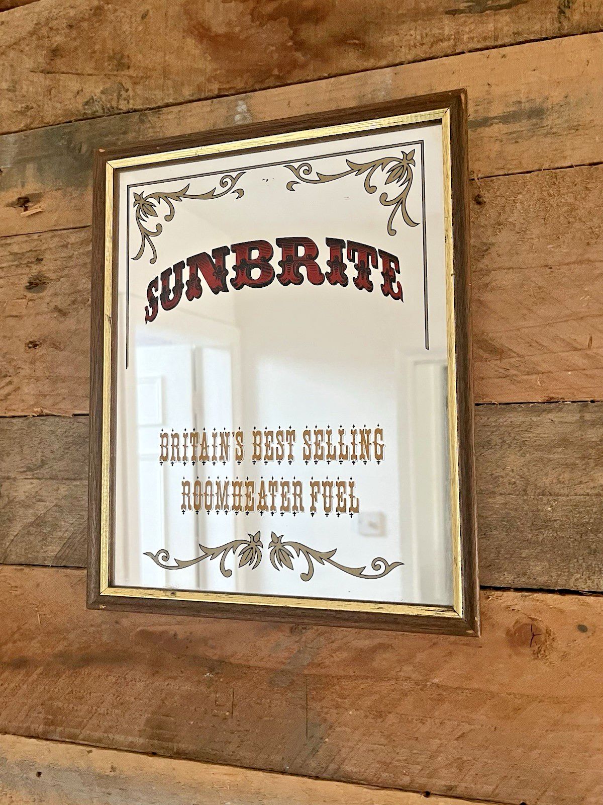 Vintage Sunbrite Fuel Advertising Shop Picture Mirror Coal Mining 50's 60s