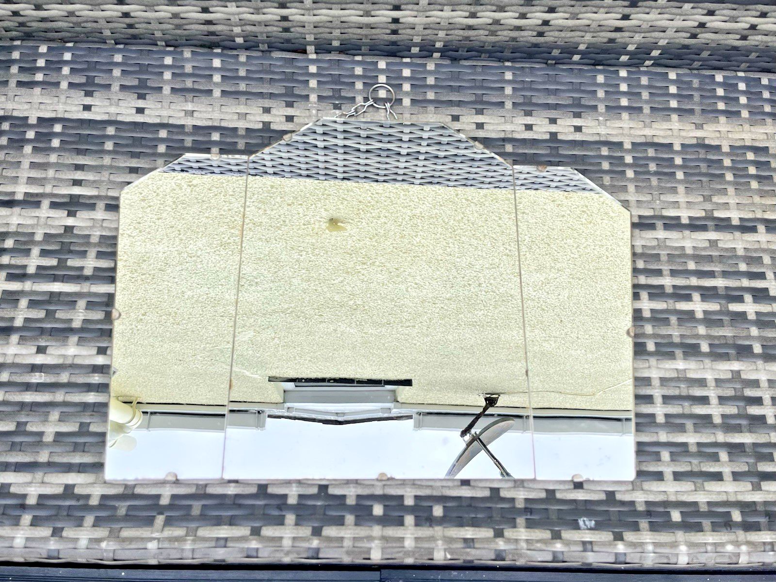 Original 3 Piece 1920's Art Deco Period Fanned Skyscraper Shaped Wall Mirror 30s photo Home Decor