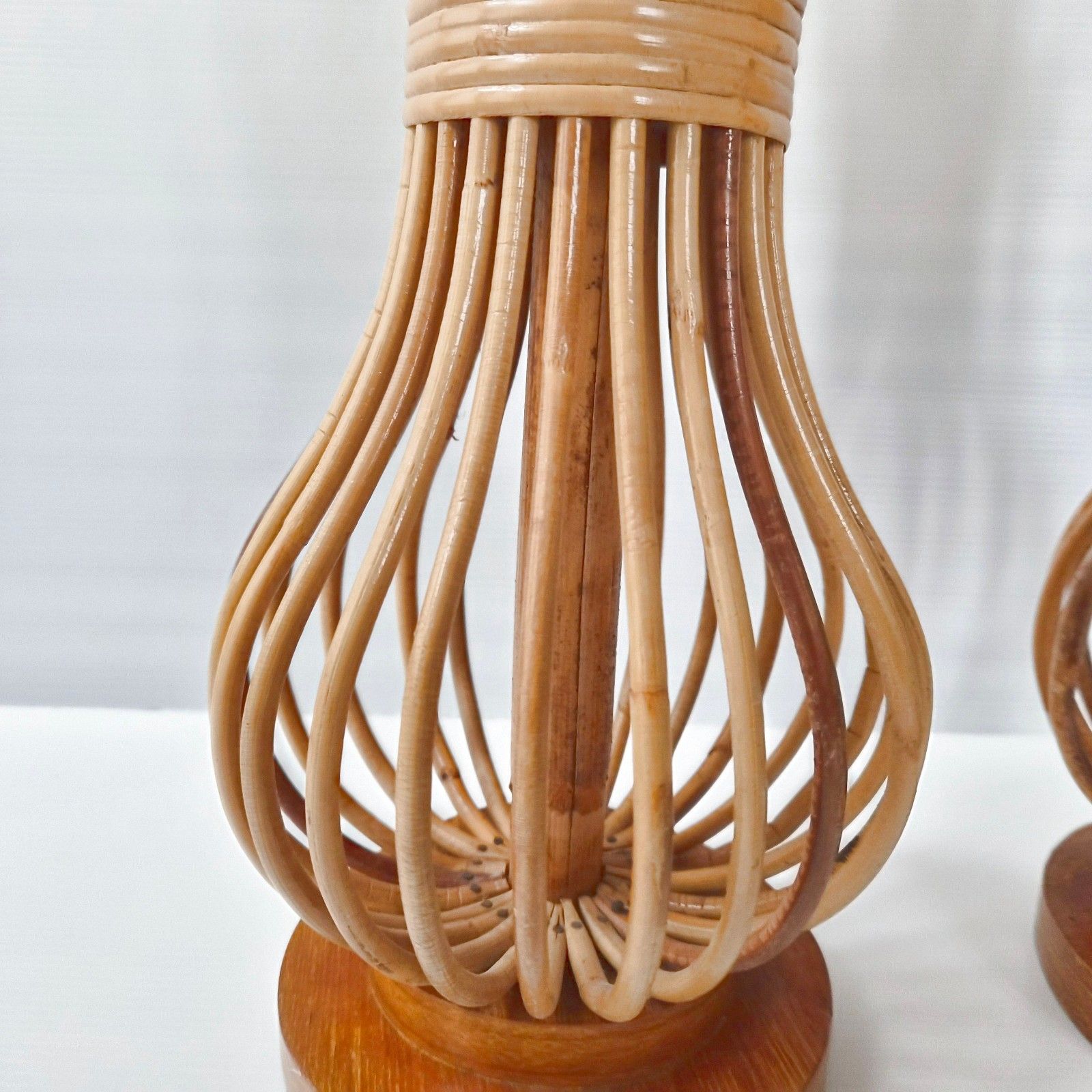 Pair Of Vintage 1960s And Rattan & Heter Table Lamps 60s 1960s 60s photo 621.0