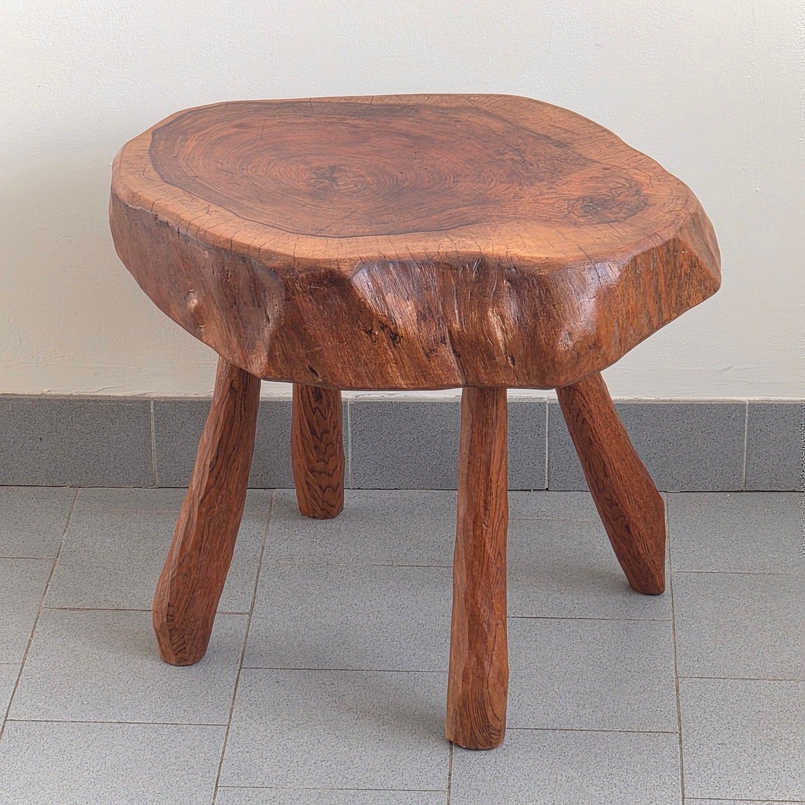 1970 Brutalist Oak Side Coffee Table 70s Dlg Jean Touret Marolles