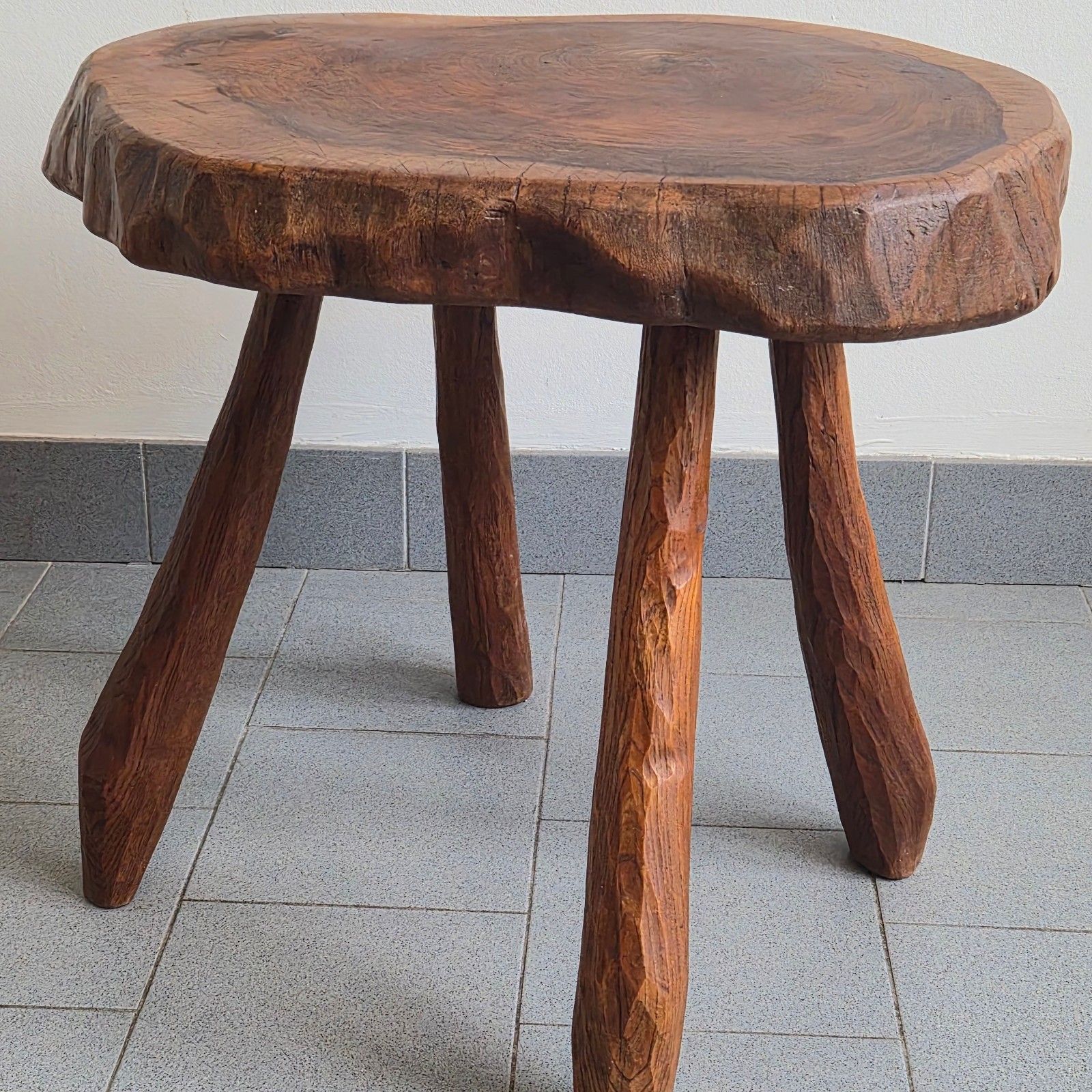 1970 Brutalist Oak Side Coffee Table 70s Dlg Jean Touret Marolles photo buy