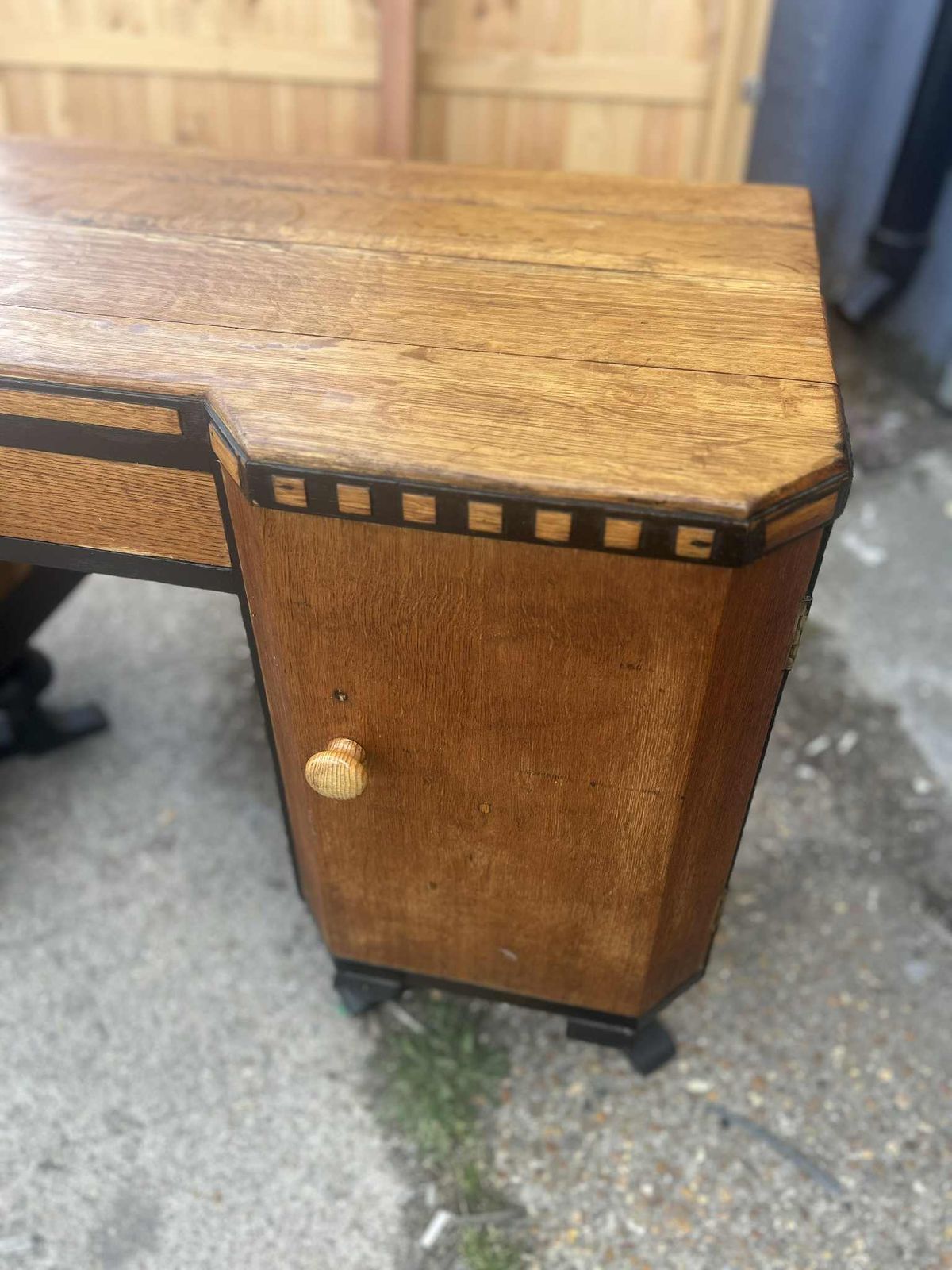 Art Deco Solid Wood Partners Twin Pedestal Desk With Drawers. photo Furniture