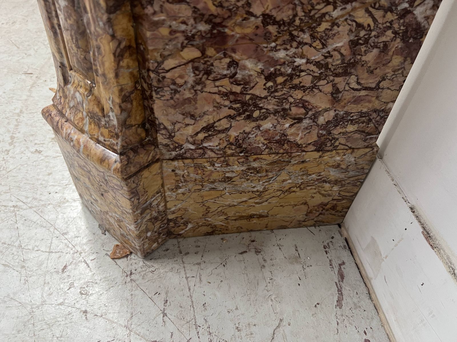 3099.38 Louis XV Style Fireplace, Pompadour Model, Speckled Breccia Marble, 19th Century photo