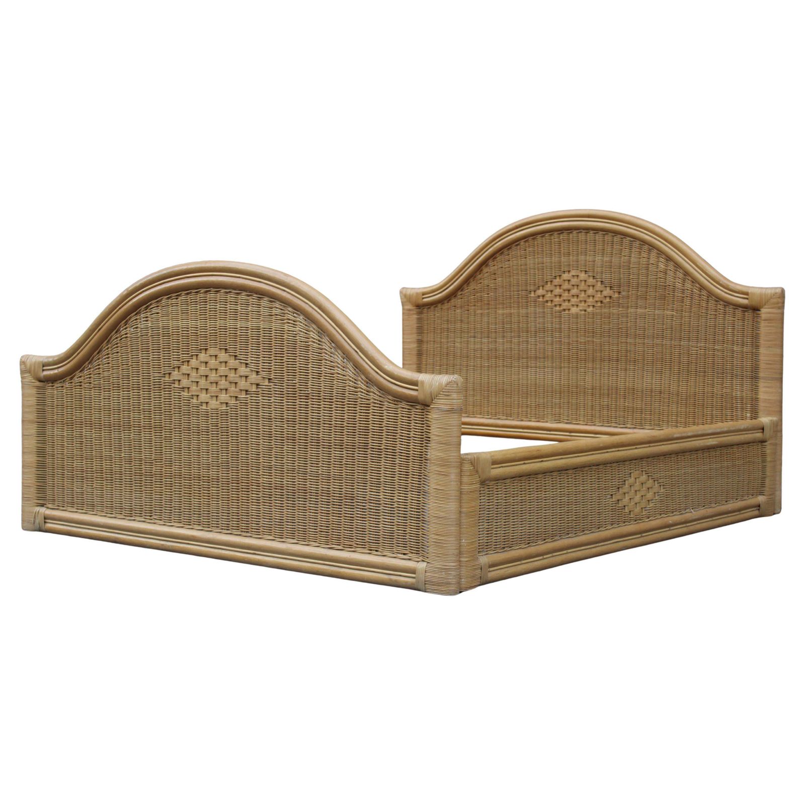 1970 Tommaso Barbi Design Italian Bamboo And Wicker Bed
