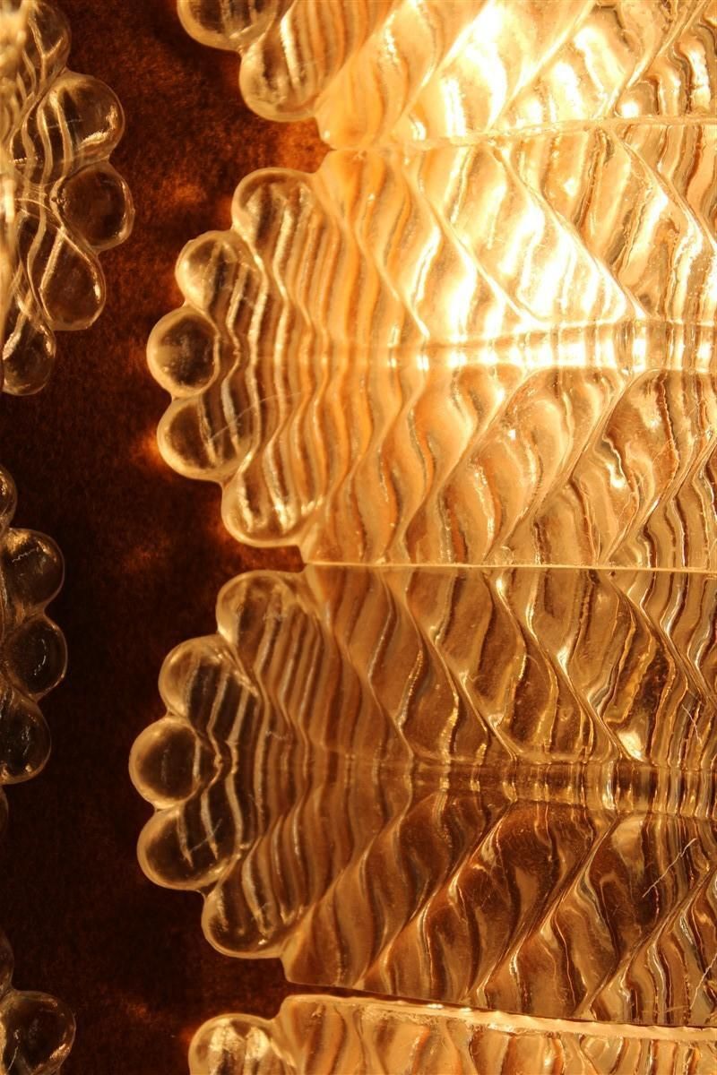 Large Pair Of Barovier Wall Lamps In Murano Glass And Brass, 1950s photo vinterior