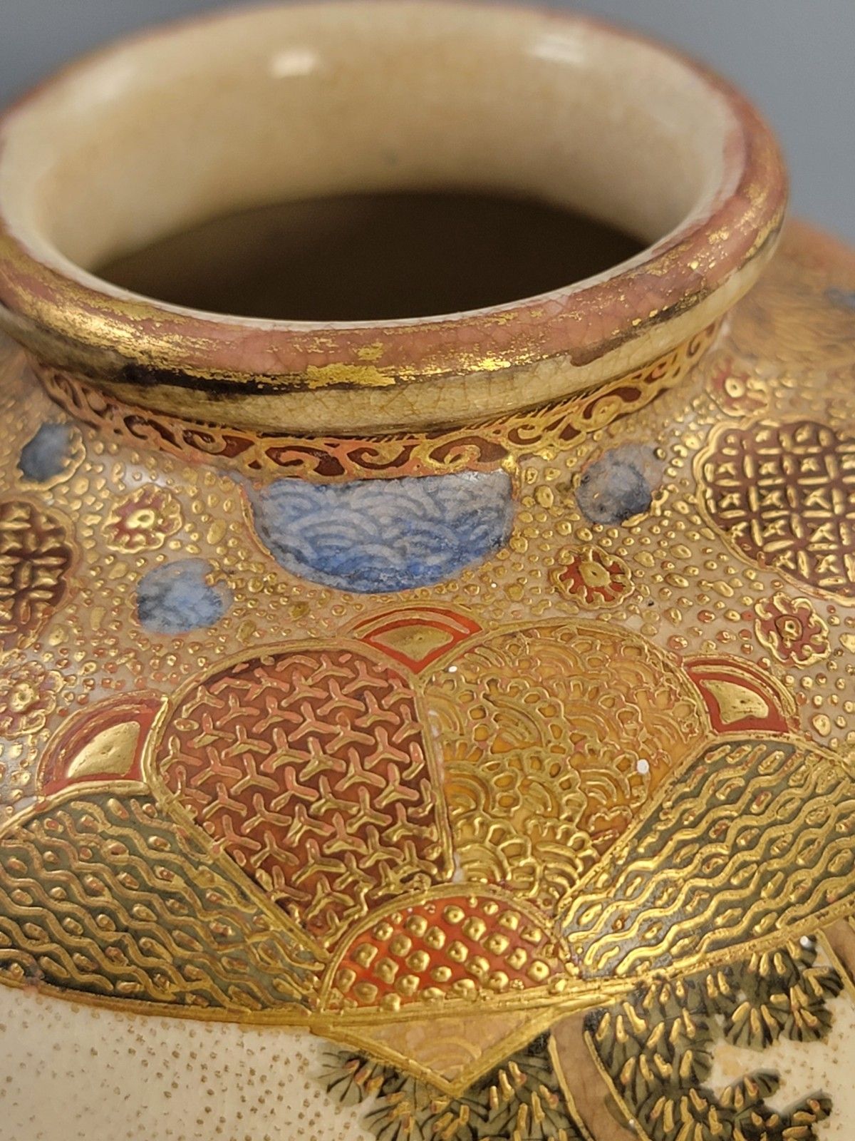 Home Decor Antique Japanese Satsuma Vase With Gilt Moriage Court Figures By Gyokuzan, Meiji Era photo
