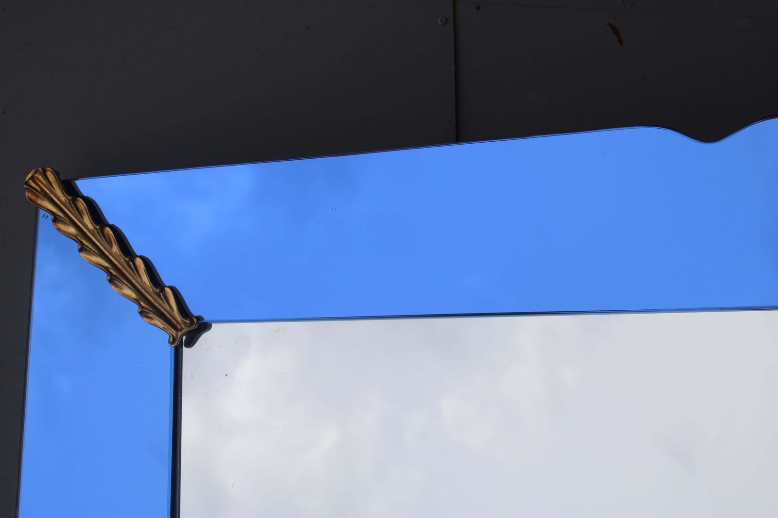 Cobalt Blue Rectangular Mirror With Brass By Pietro Chiesa, 1940, Fontana Arte photo 5882.0