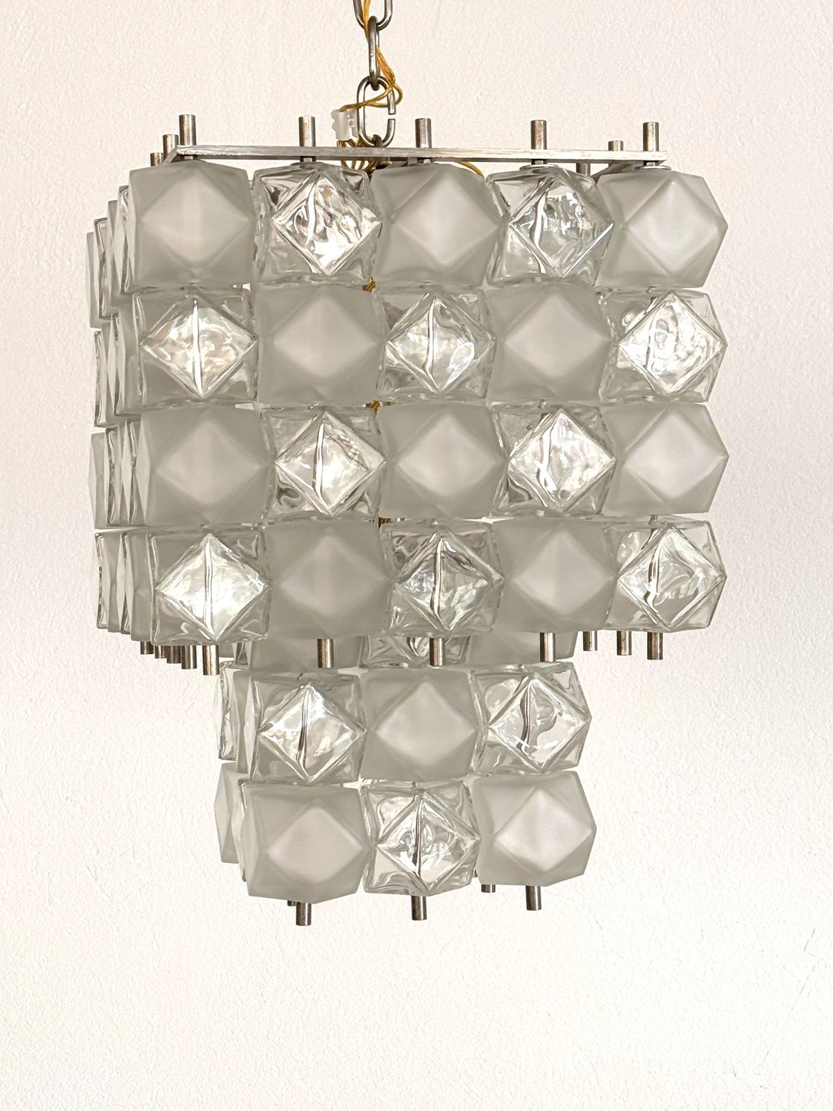 Italian Midcentury Murano Glass Geometric Chandelier By Interlux, 1960s photo vintage