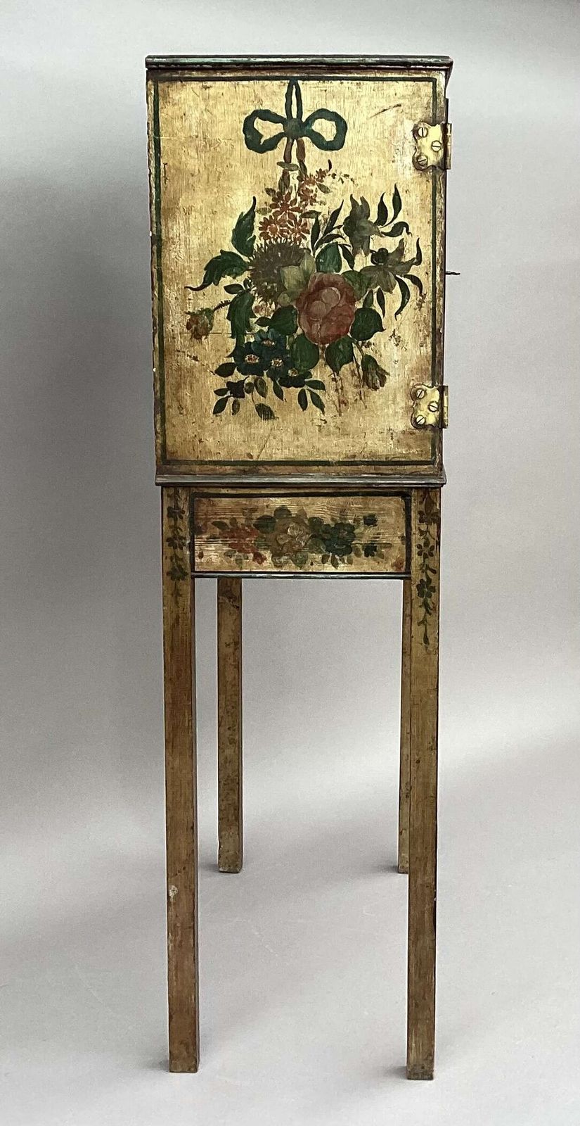 Charming Late C18th Painted Cabinet On Stand Of Small Proportions photo 4180.0
