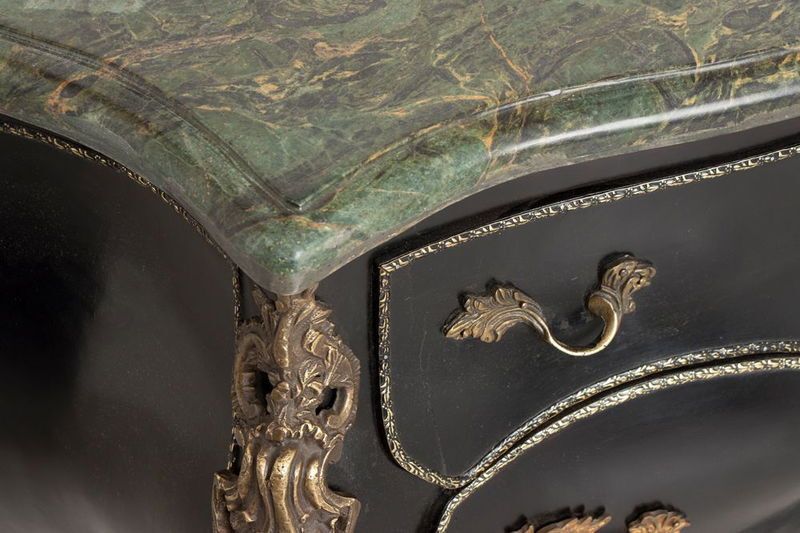 photo buy Early 20th Century Antique Pair Of Ebonised Bombe Fronted French Commodes