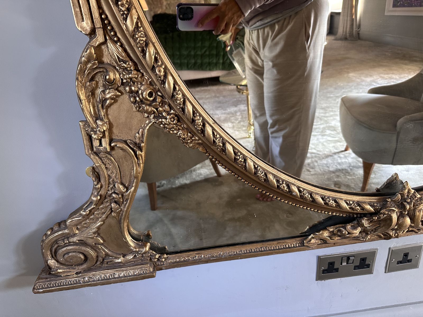 Large Restored Victorian Overmantel Mirror With An Ornate Gilt Frame. photo furniture