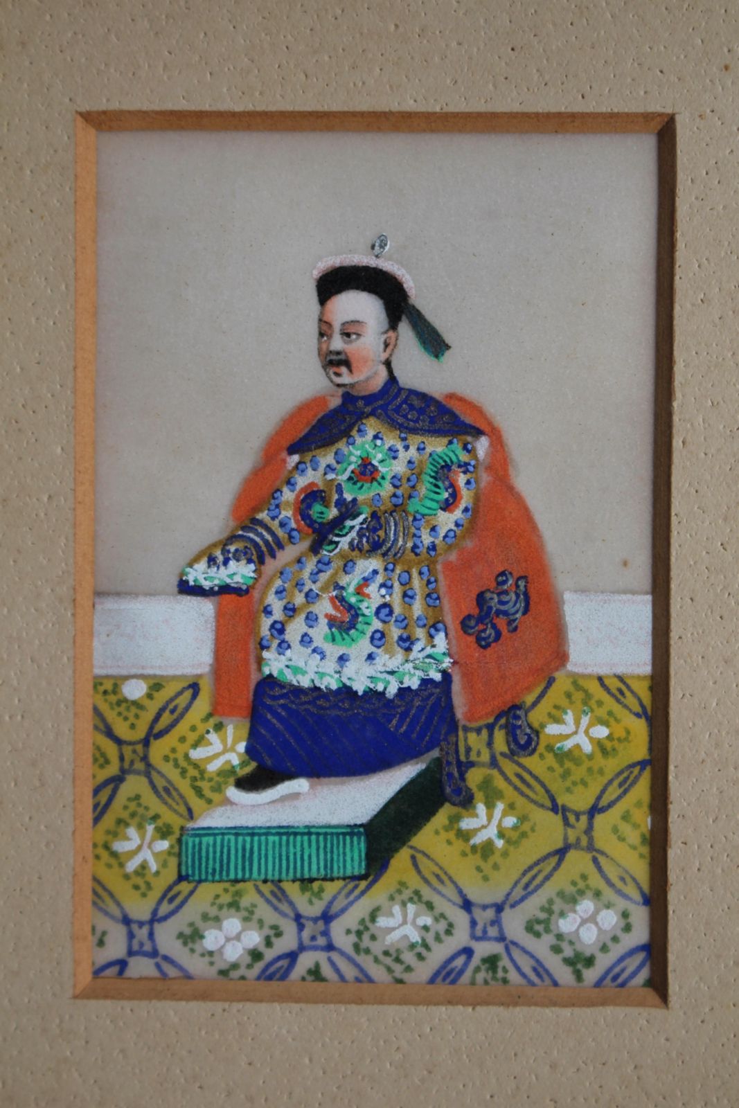Early 19th Century Chinese Gouache On Pith Paper Portrait Noble Royal Gentleman photo buy