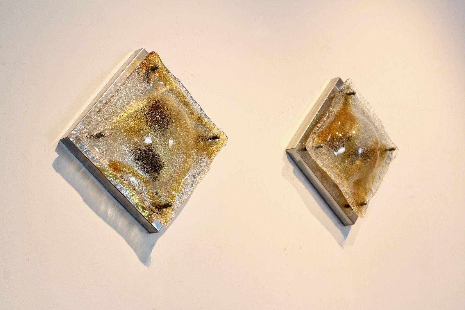Pair Of Murano Glass Wall Lamps By Toni Zuccheri, Italy, 1970s photo vintage