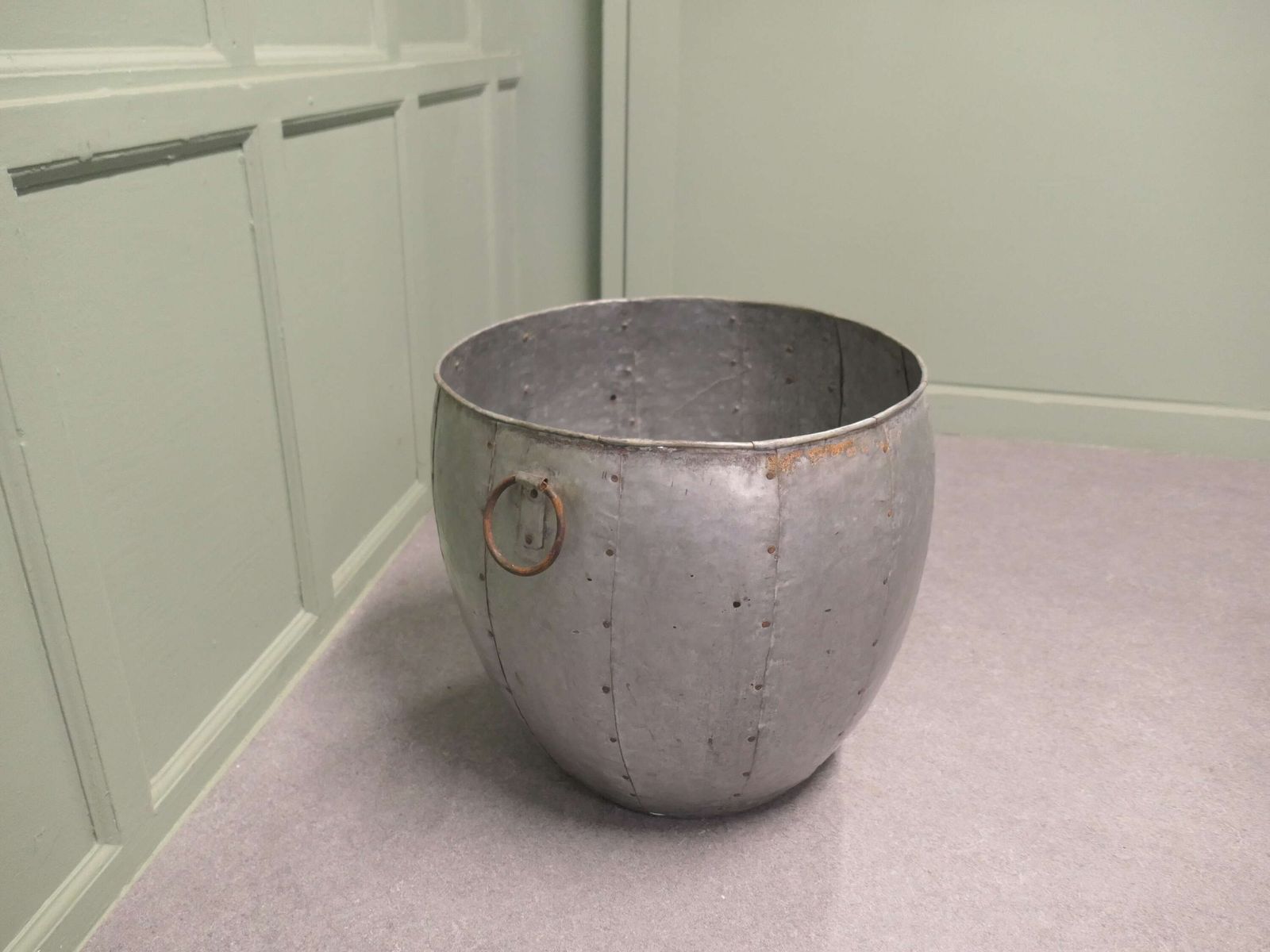 Industrial Look Cauldron Log Basket Or Planter photo furniture