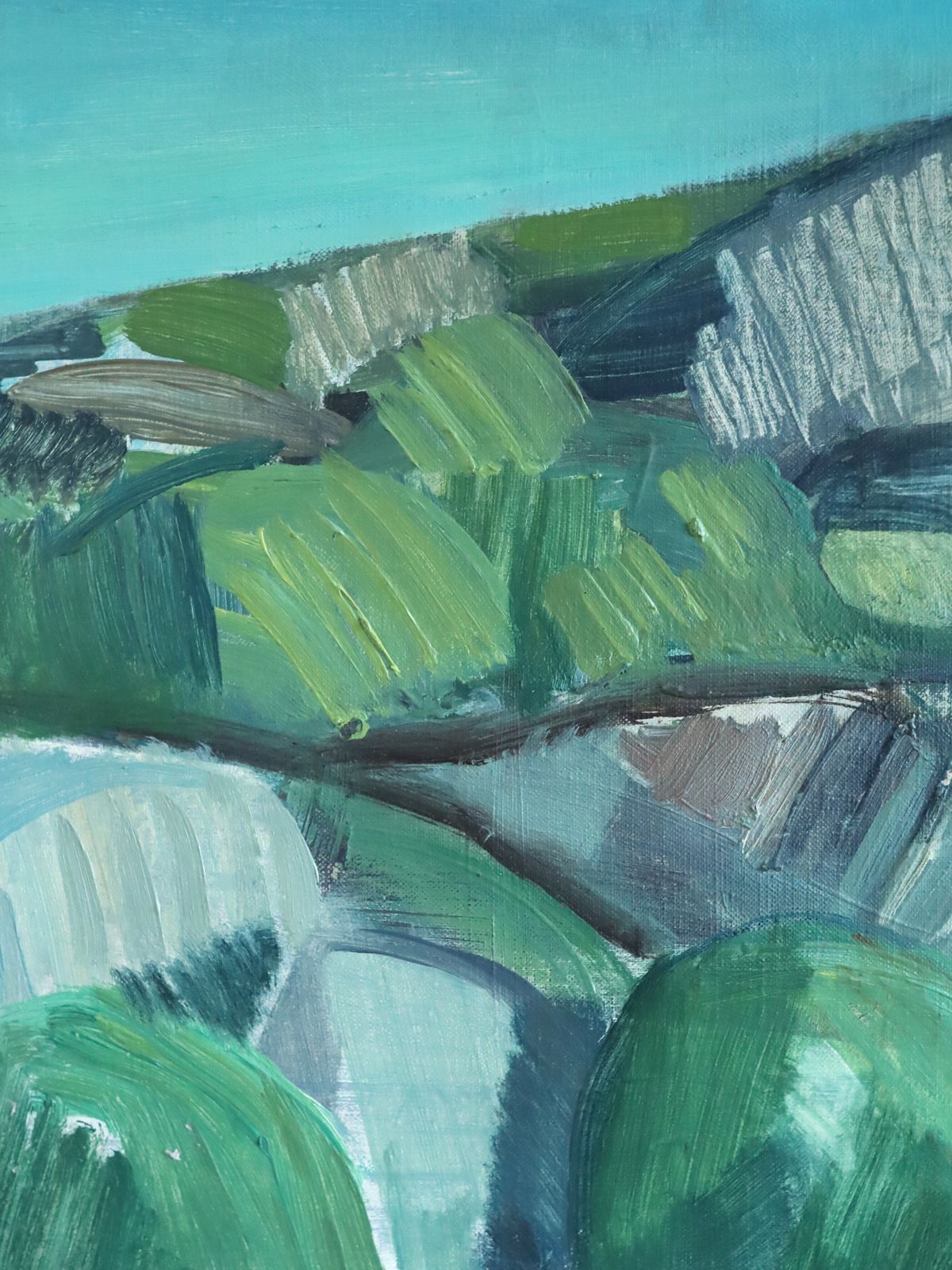 Hillside Rhythm  Oil Painting, Mid 20th Century photo vinterior