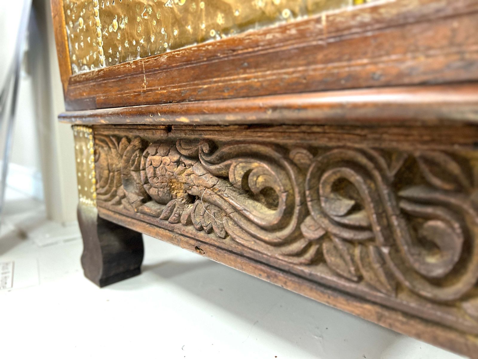 A Large 19th Century Teak And Brass Inlaid Zanzibar Chest On Stand photo buy