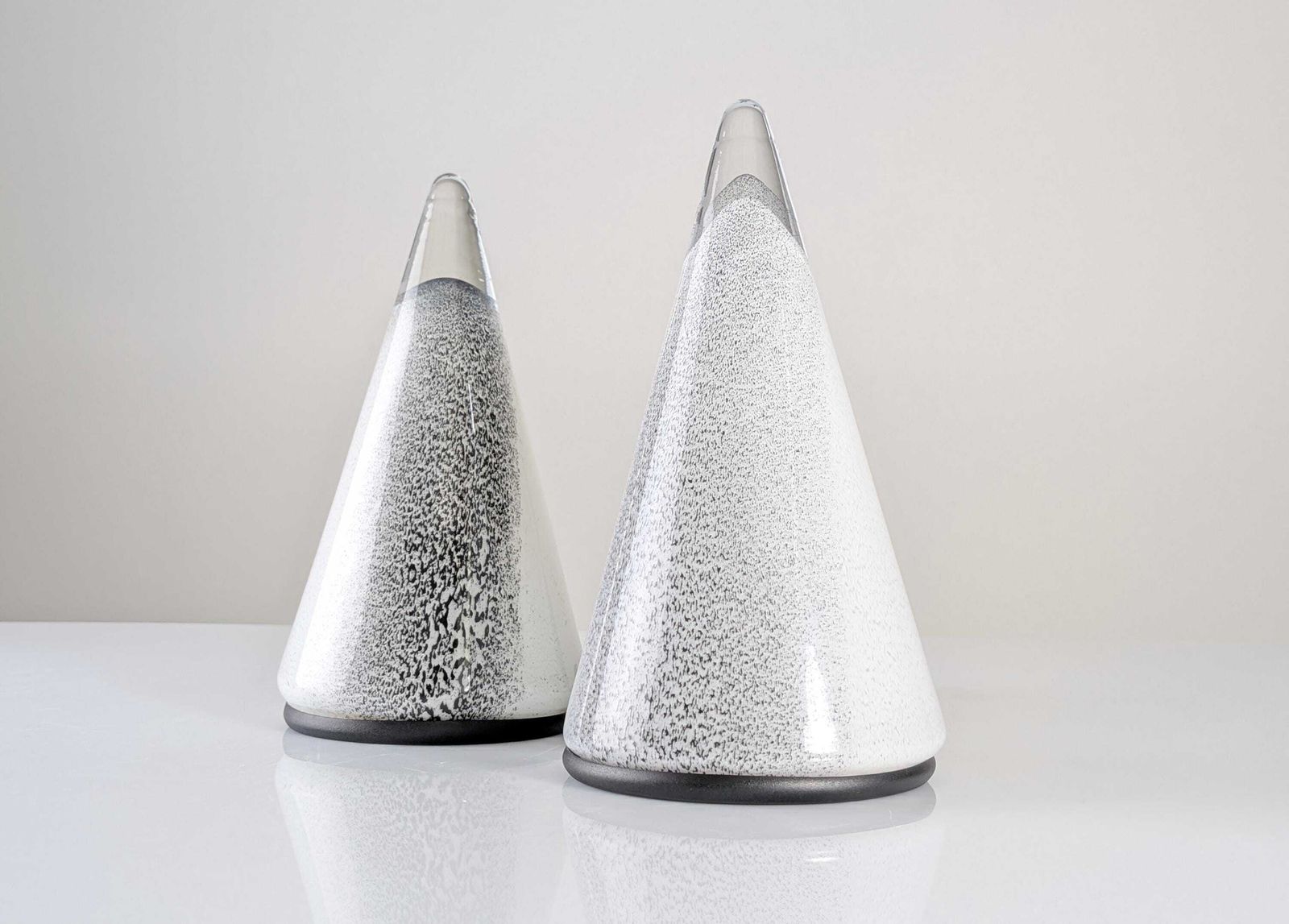 Pair Of Italian Murano Glass Conical Table Lamps From The 1980s