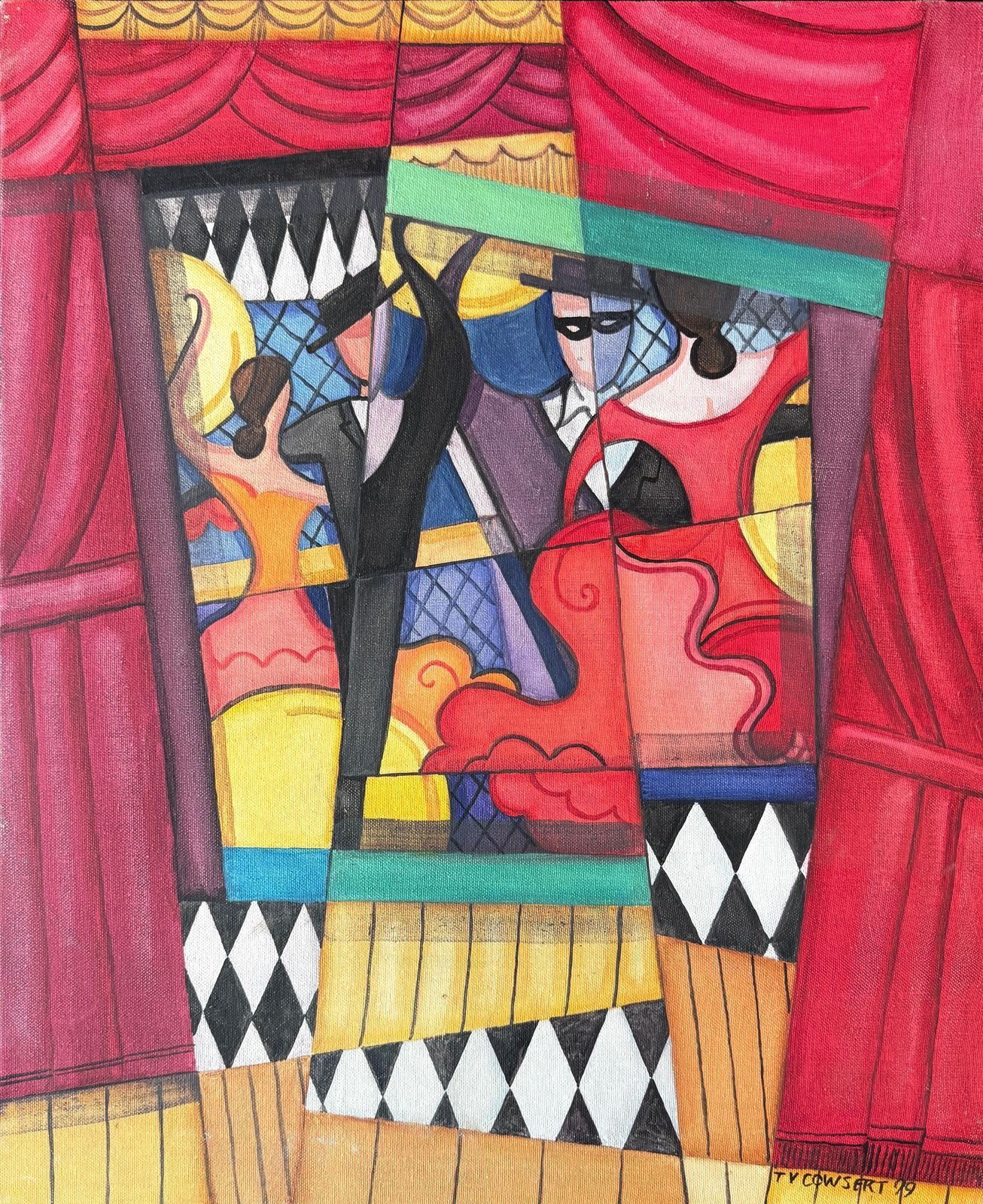 Tom Cowsert Flamenco Dancers Spanish Dancers Acrylic Painting On Canvas 1999