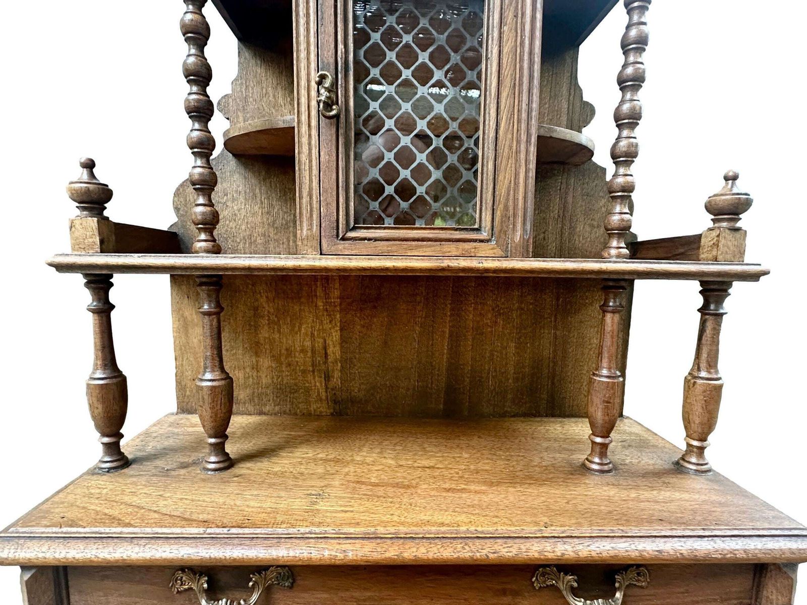 French 1920 Miniature Buffet Cabinet In Solid Walnut, Antique Doll Furniture, Mini Hutch, Collectible French Decor, Holiday Gift photo Furniture