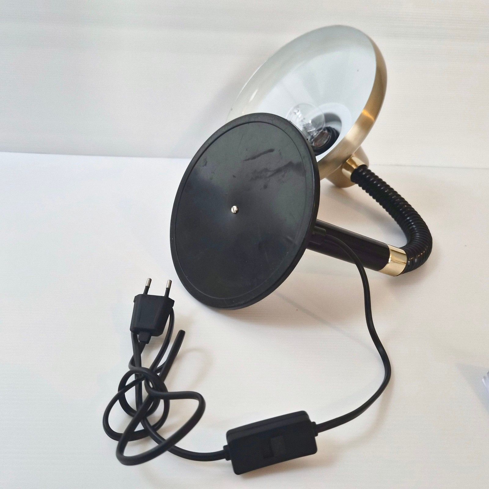 Vintage 1960 Adjustable Aluminum Dore & Metal Black 60s Retro Desk Lamp photo vintage
