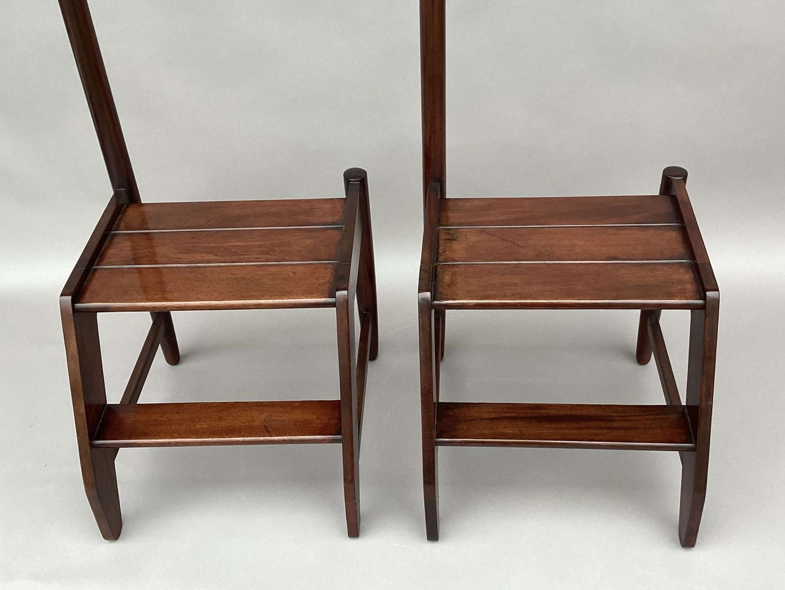 photo furniture Early C20th Pair Of Mahogany Library Steps Of Unusual Form