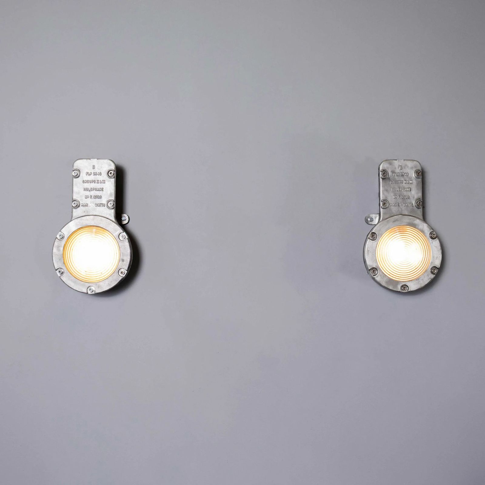 1950’s Holophane Large Cast Bulkhead Lamp – Pair
