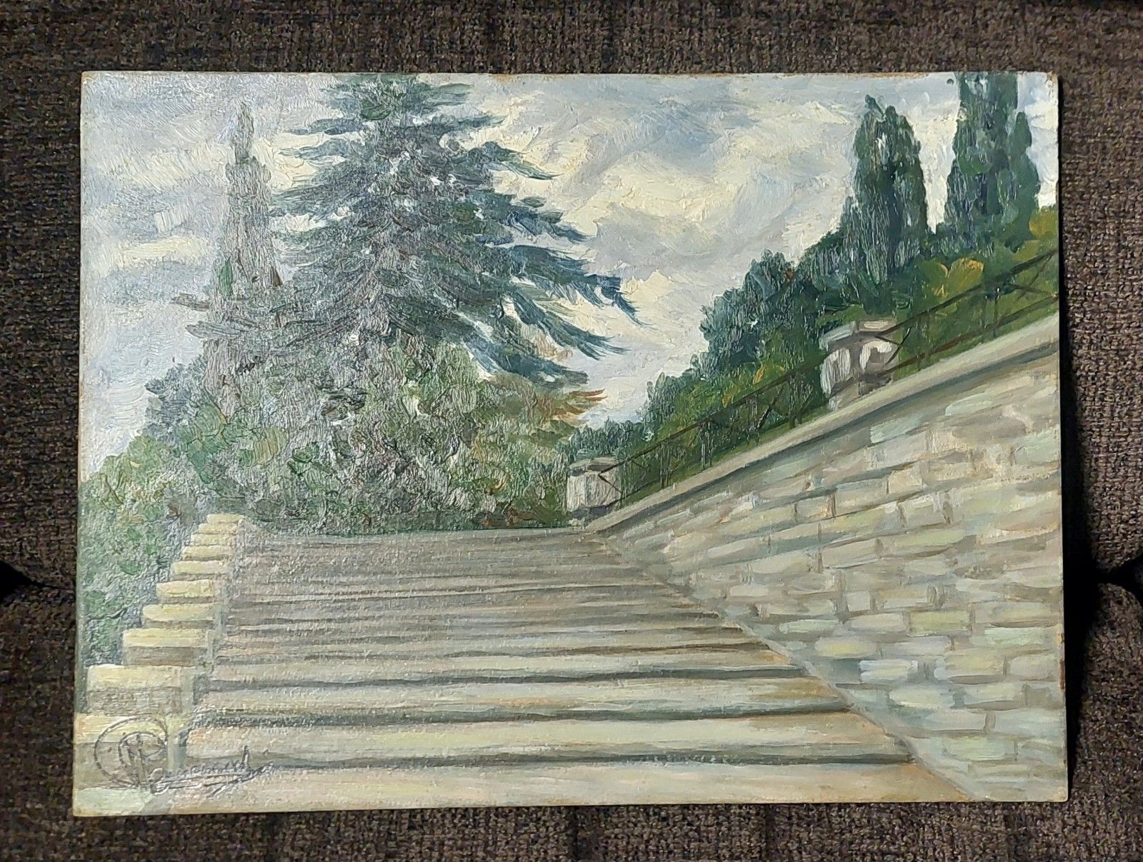 Oil Painting "Le Rampe A San Niccolo" Florence Signed Early 900 photo vintage