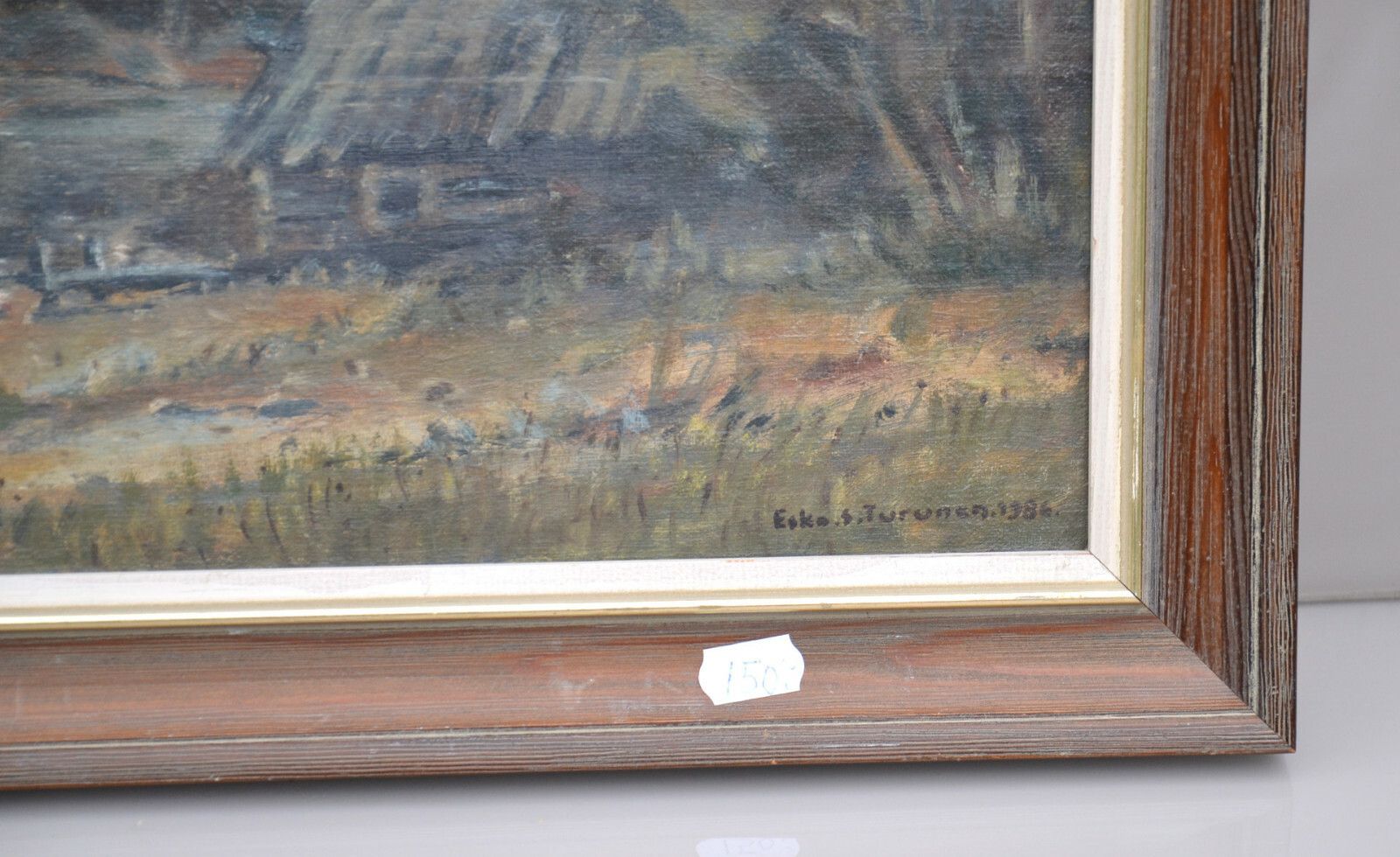 Vintage Old School Lake Landscape Painting By Esko Turunen 1986 Oil On Board photo Art