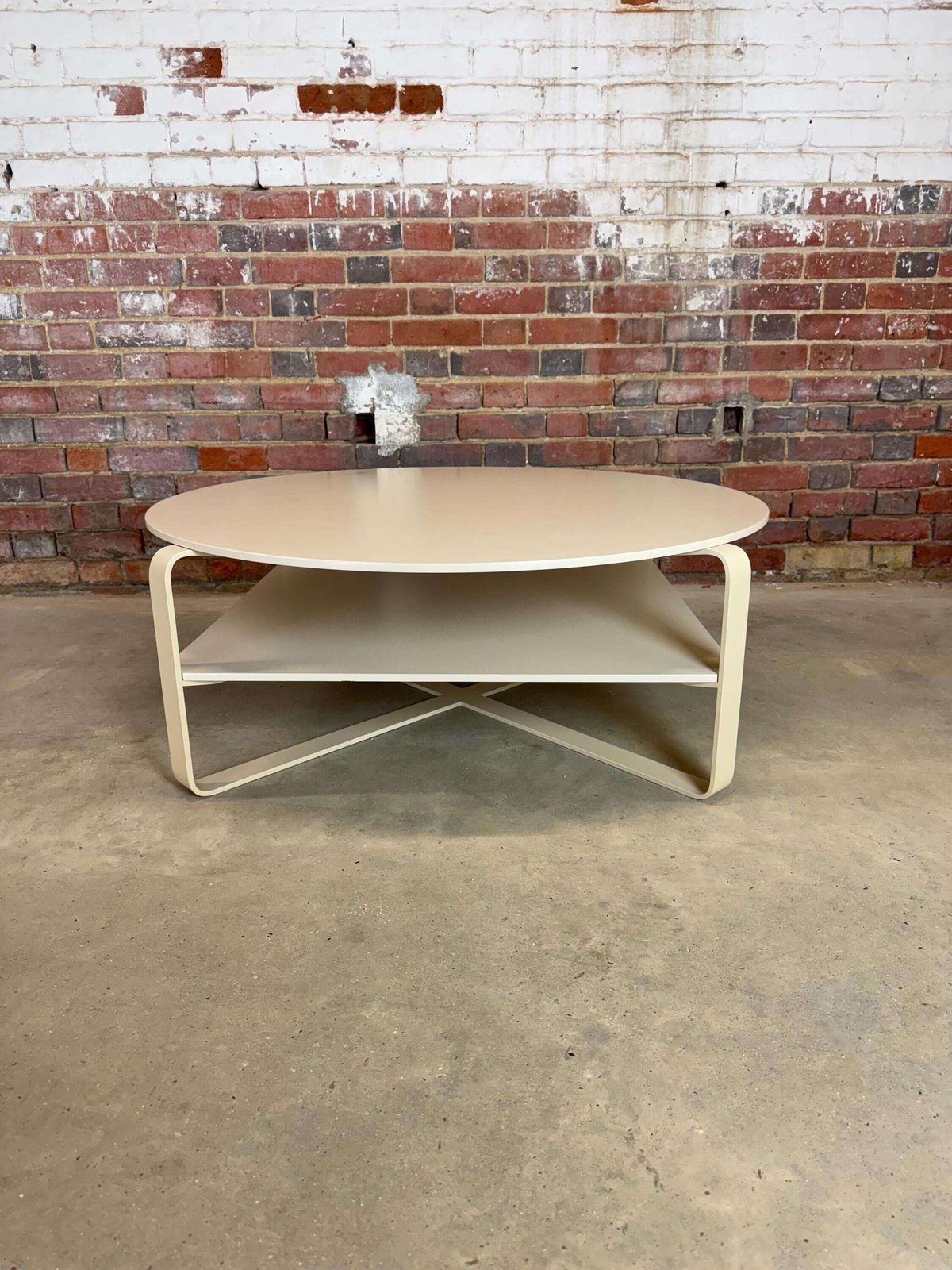 Contemporary Modern Mid Century Design Coffee Table In Ivory Wood And Metal. Italian Design photo furniture