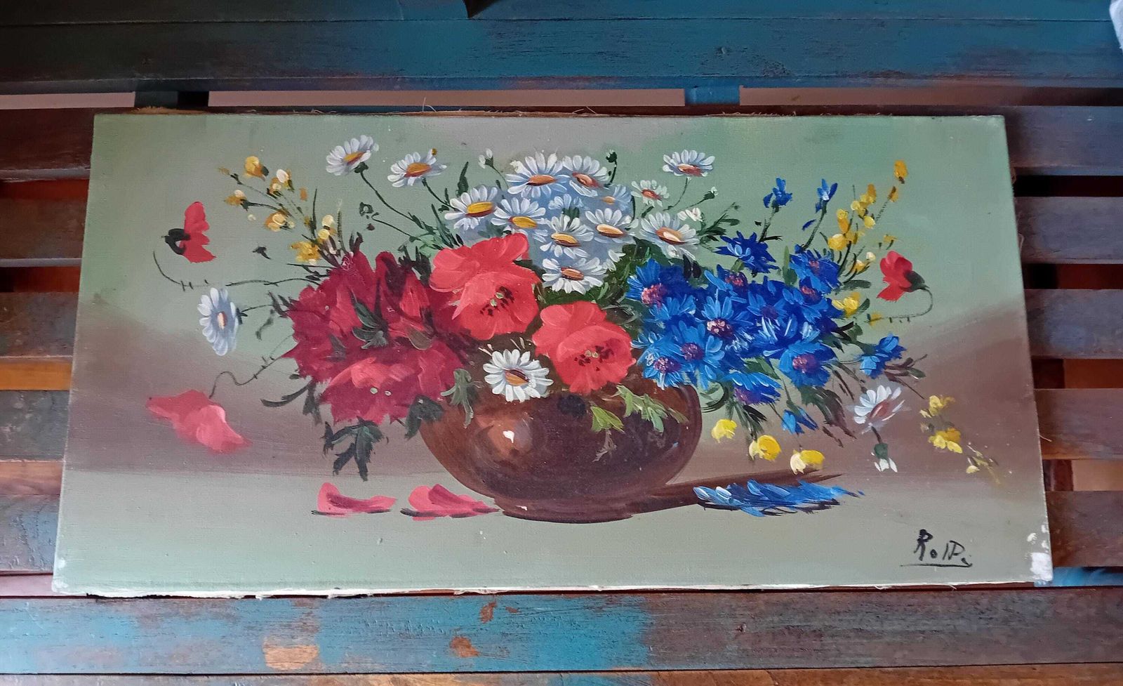 Oil Painting Vintage Still Life Pretty Floral Art Colourful And Attractive Signed Unframed photo buy
