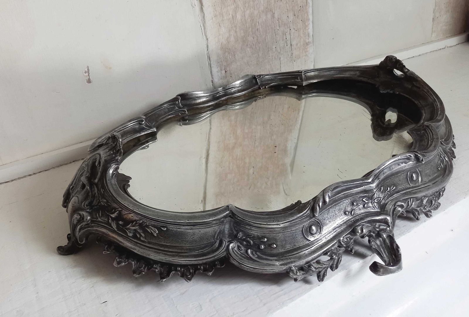 Antique French Jardiniere And Mirrored Stand Table Centrepiece Silver Plated photo Home Decor