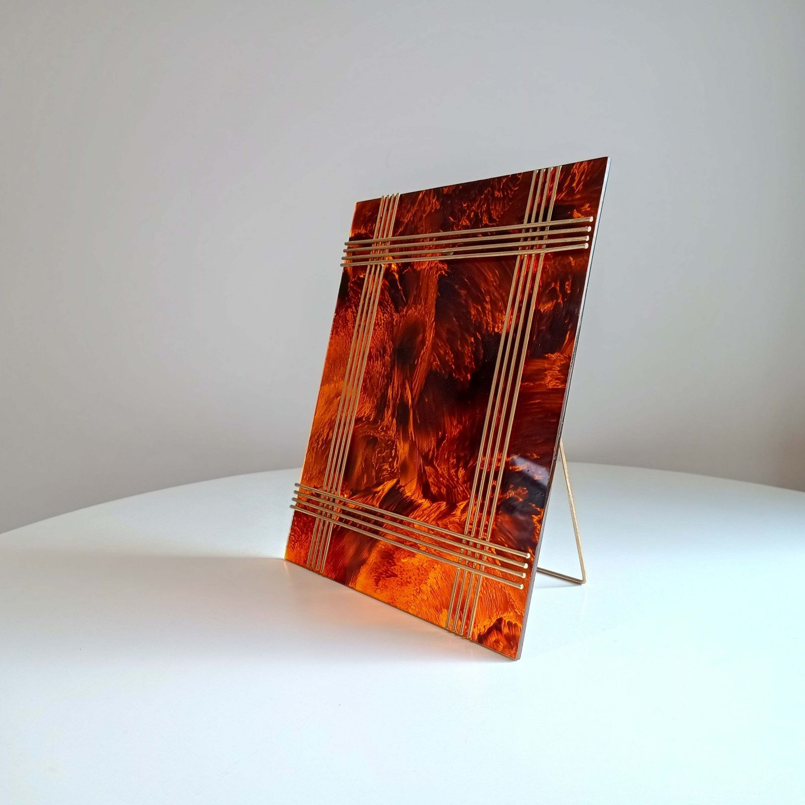 Vintage Midcentury Faux Tortoiseshell Lucite Frame In The Style Of Christian Dior Home Attr Gabriella Crespi photo Home Decor
