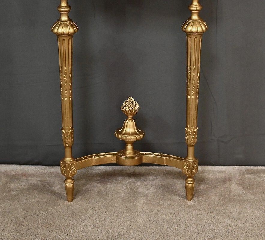 photo for sale Small Half Moon Console In Marble And Gilded Wood, Louis XVI Style – 20th Century