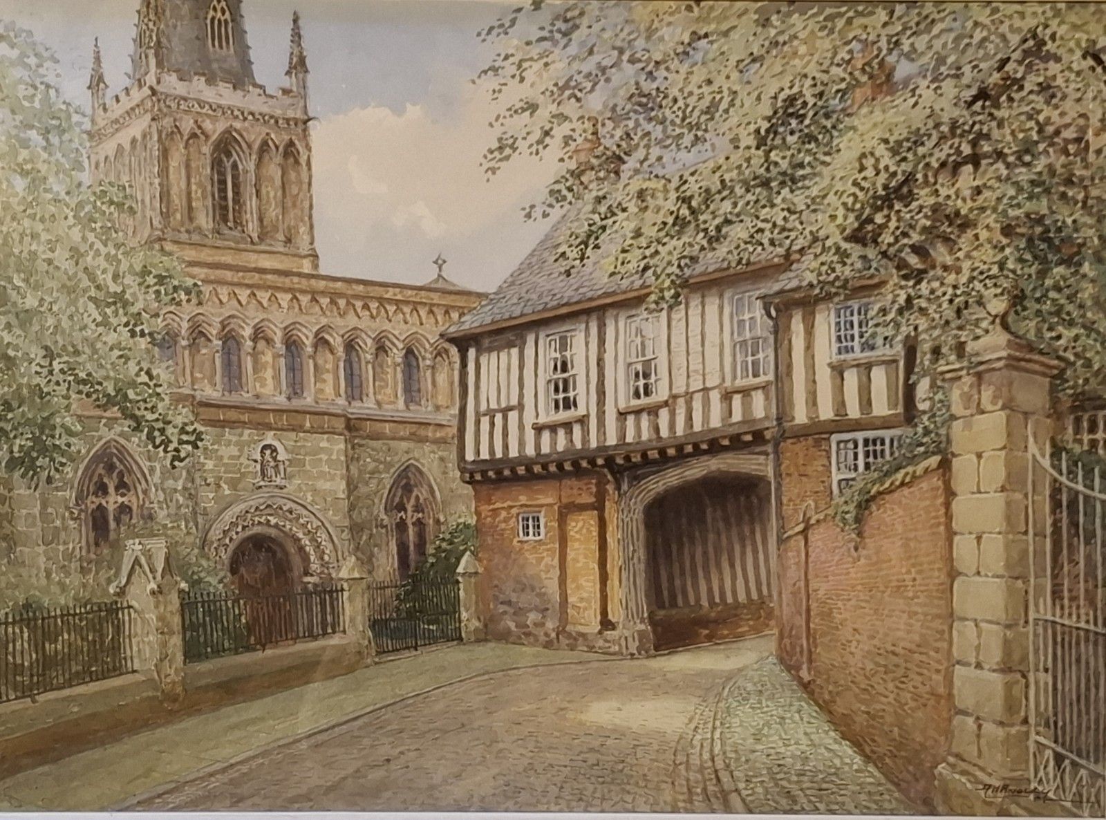 Albert Henry Findley Watercolour St Mary De Castro Tudor Gate House Leicester photo for sale