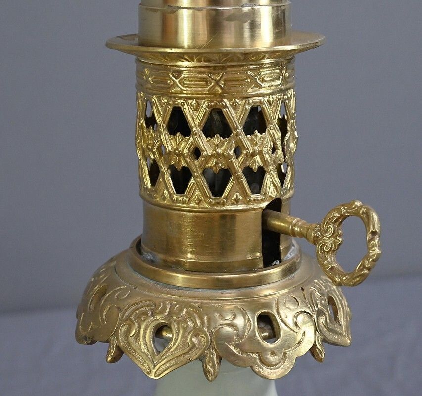 Lighting Electrified Celadon Oil Lamp, Napoleon III Period – Part 2 Of The 19th Century photo