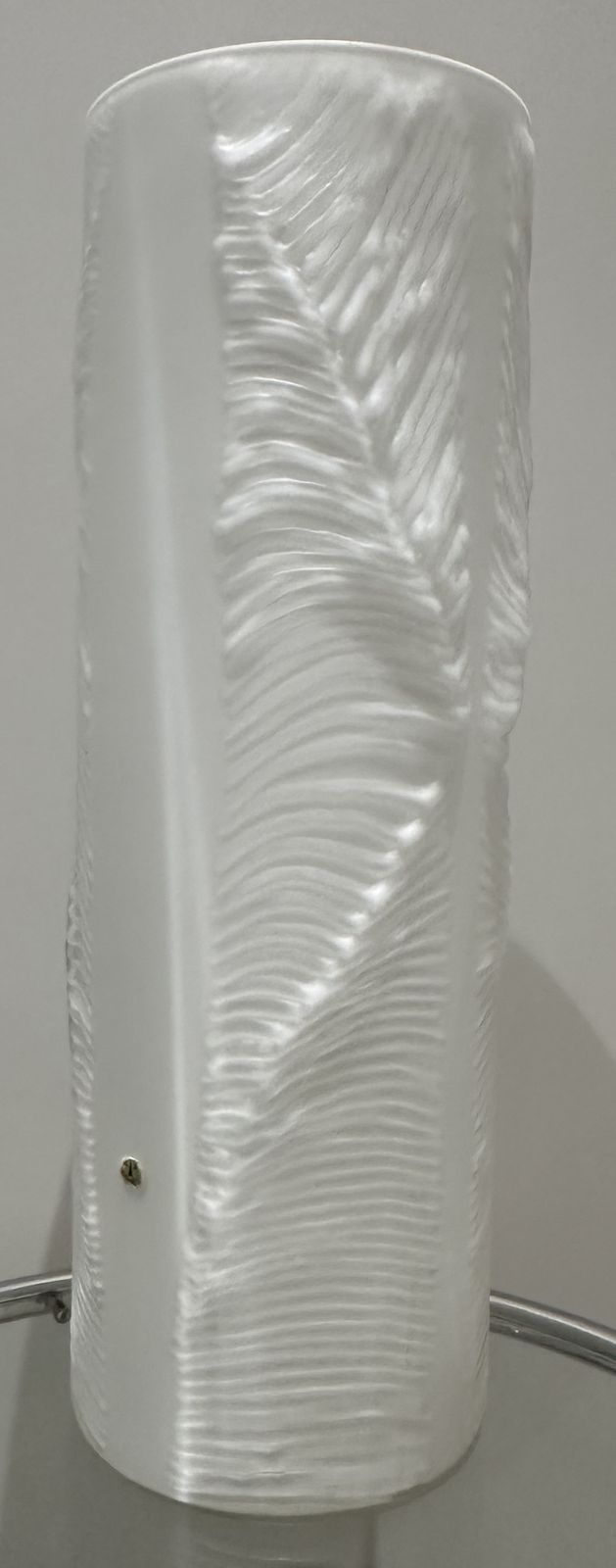 Home Decor Large 1970s Peill & Putzler White & Clear Encased Glass "Feather" Cylindrical Vase photo