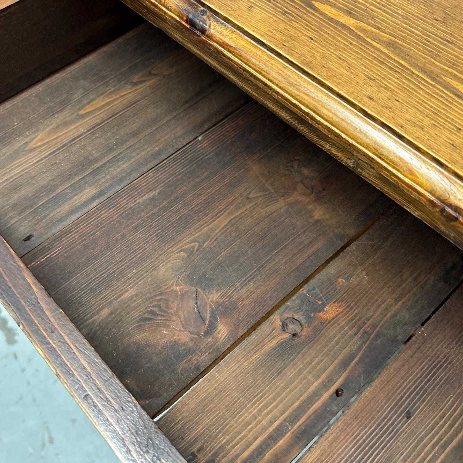 412.0 Vintage Wood Pedestal Desk – Traditional Writing Table With Drawers, Classic Home Office Furniture, Rustic Farmhouse Style Desk photo