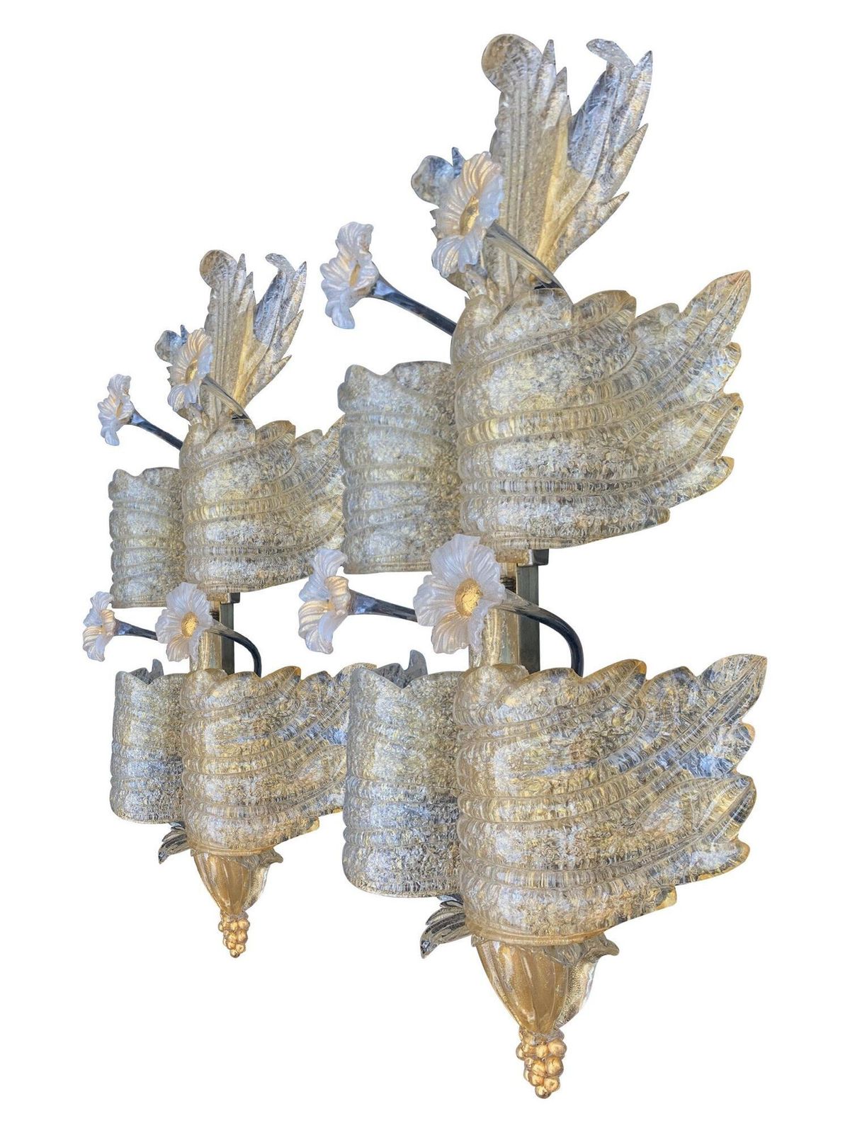 A Stunning Large Pair Of 1930s Art Deco Murano Glass Wall Sconces By Seguso photo furniture