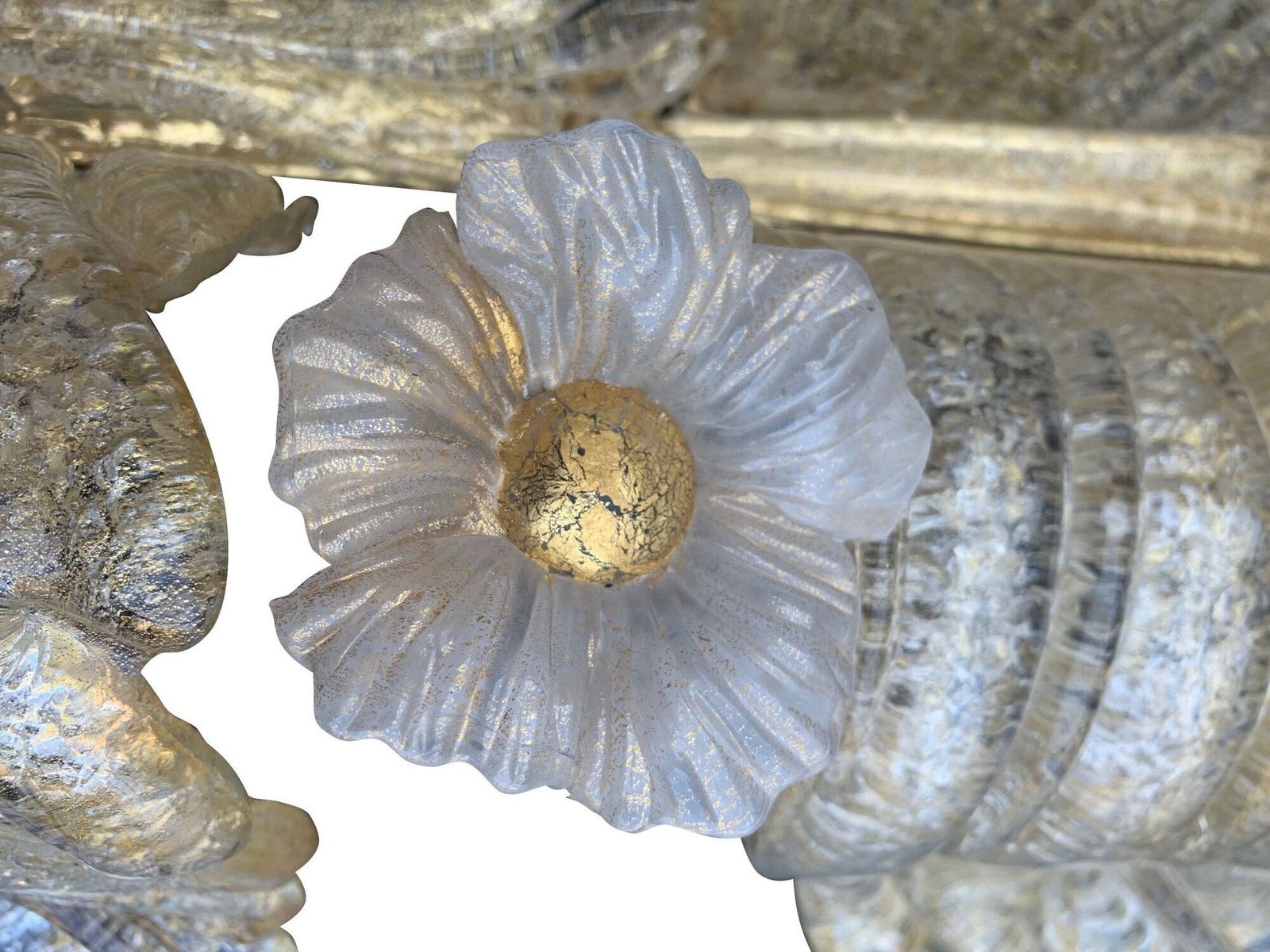 photo for sale A Stunning Large Pair Of 1930s Art Deco Murano Glass Wall Sconces By Seguso