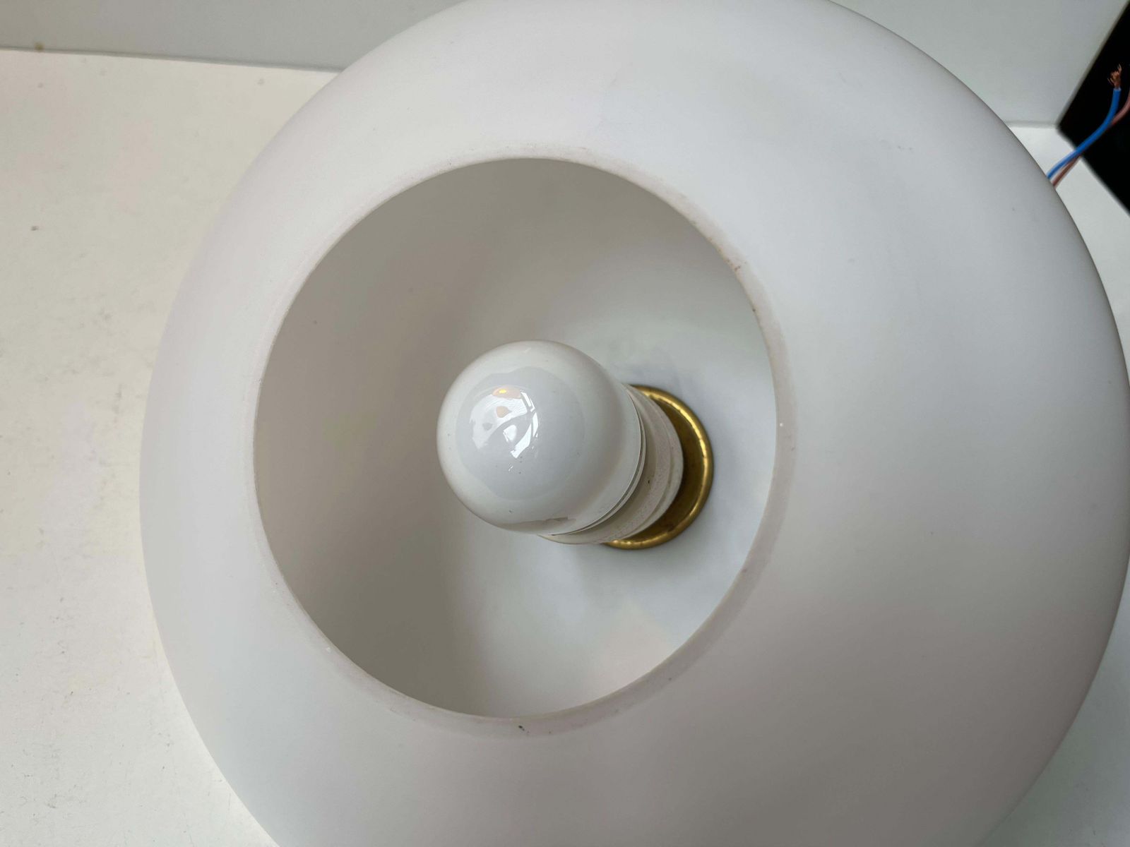 Danish Art Deco Pendant Lamp In White Opaline Glass, 1930s photo vinterior