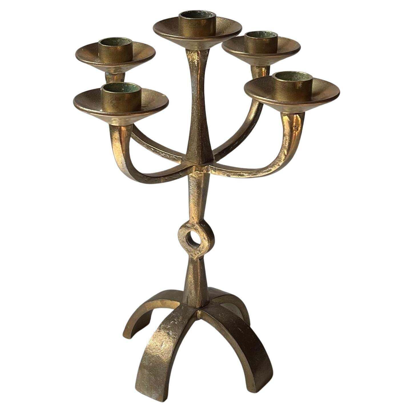 Sculptural Brutalist Bronze Candelabra From Ystad/Scandia, 1970s