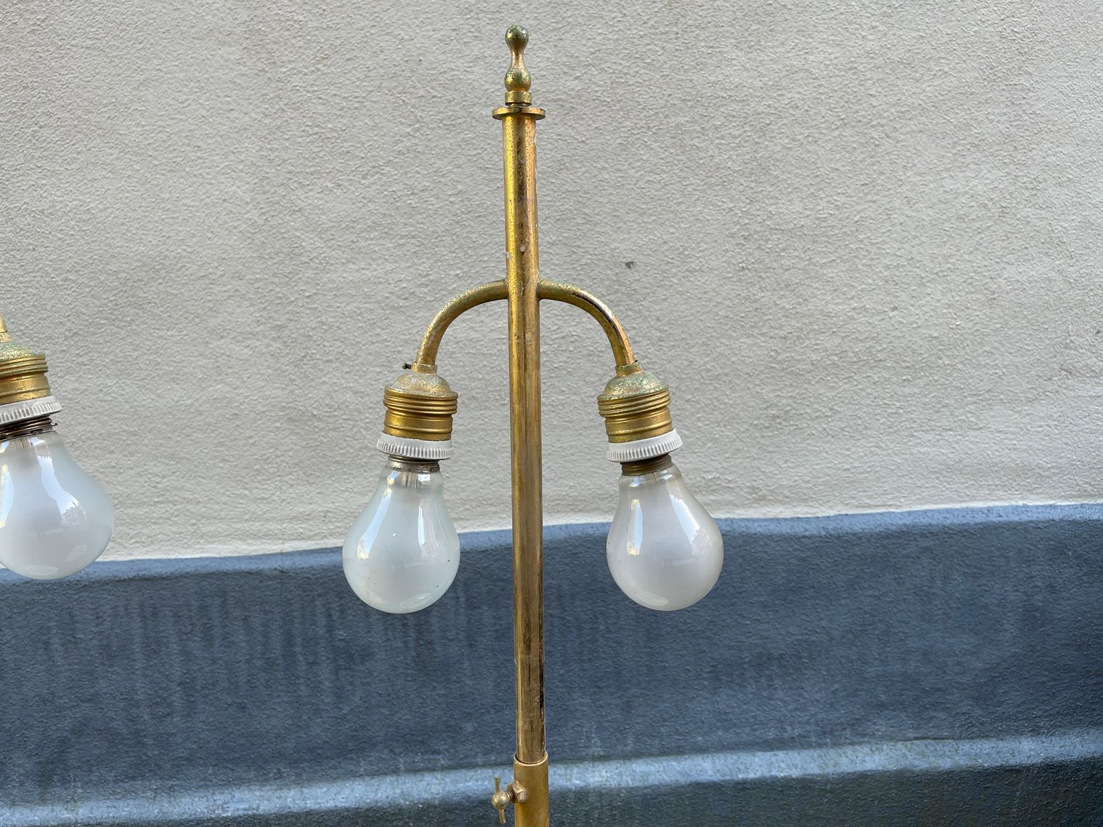 photo for sale Chinese Pale Yellow Celadon Porcelain Table   Floor Lamps, Set Of 2