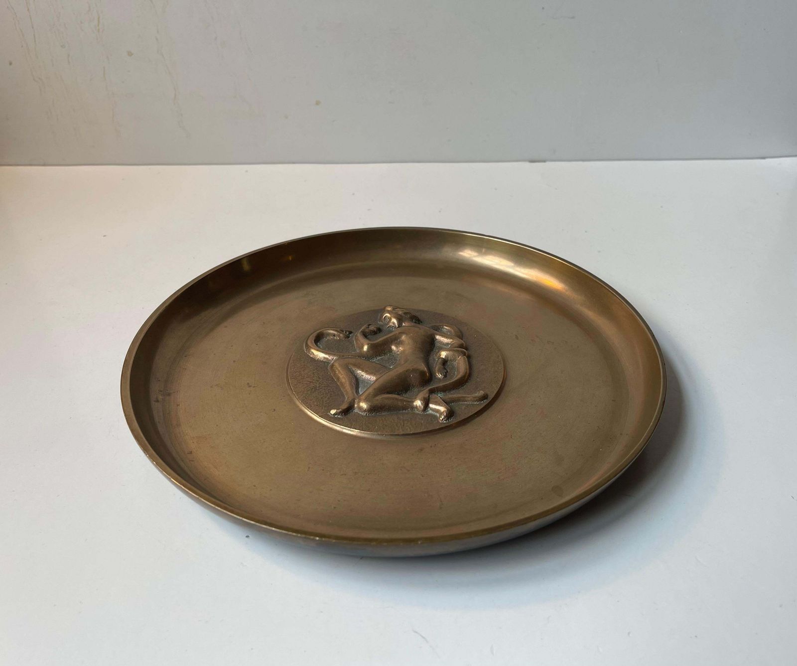 Art Deco Bronze Dish With The Genesis Motif By Tinos, 1930s photo for sale