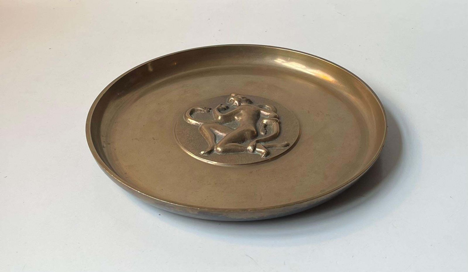 Art Deco Bronze Dish With The Genesis Motif By Tinos, 1930s photo vinterior