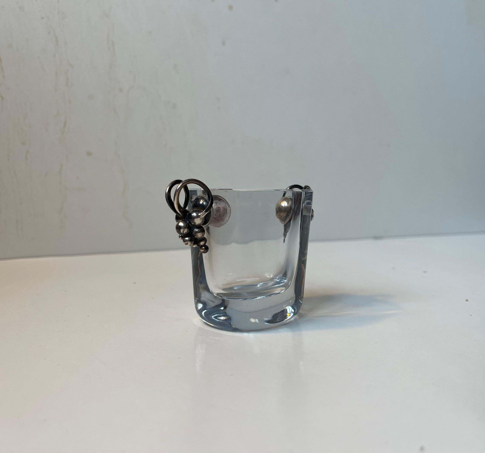 Art Deco Swedish Grace Crystal Vase W. Silver Grapes Dragsted & Strombergshyttan photo for sale