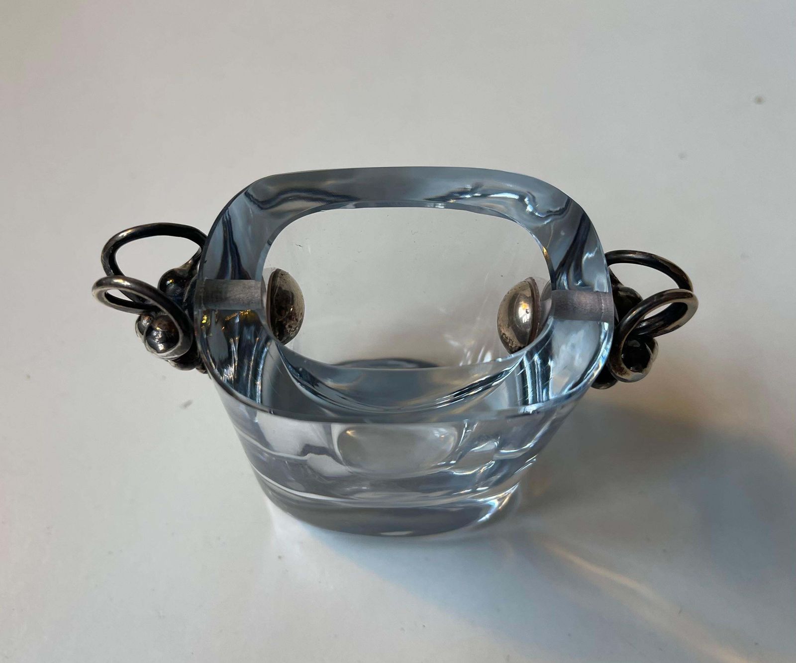 Art Deco Swedish Grace Crystal Vase W. Silver Grapes Dragsted & Strombergshyttan photo buy